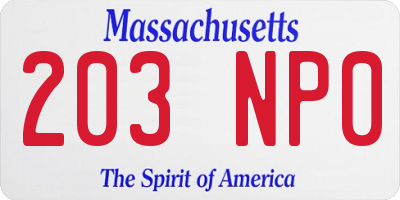 MA license plate 203NP0