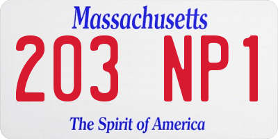 MA license plate 203NP1