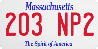 MA license plate 203NP2