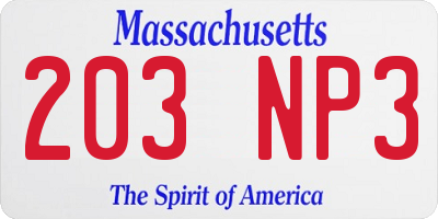 MA license plate 203NP3