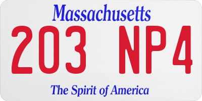 MA license plate 203NP4