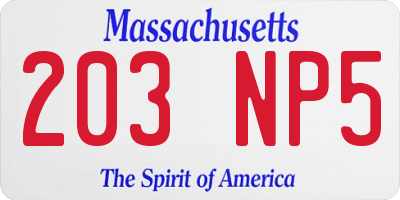 MA license plate 203NP5