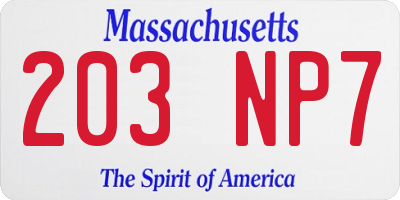 MA license plate 203NP7