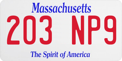 MA license plate 203NP9