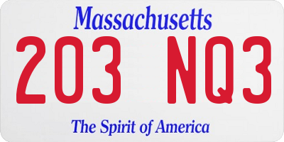 MA license plate 203NQ3