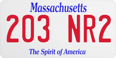 MA license plate 203NR2