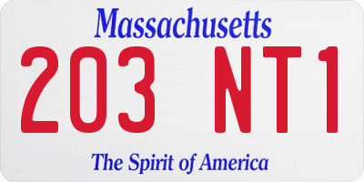 MA license plate 203NT1
