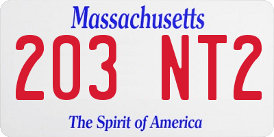 MA license plate 203NT2