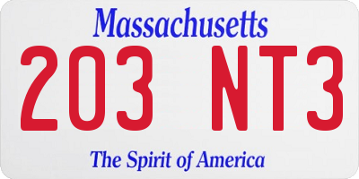 MA license plate 203NT3