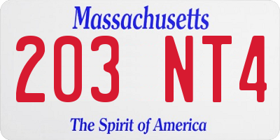 MA license plate 203NT4