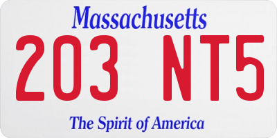 MA license plate 203NT5