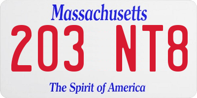 MA license plate 203NT8