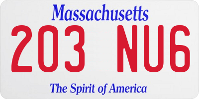 MA license plate 203NU6