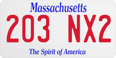 MA license plate 203NX2