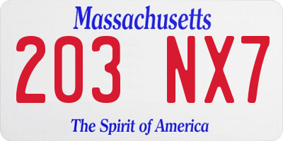 MA license plate 203NX7