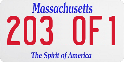 MA license plate 203OF1