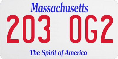 MA license plate 203OG2
