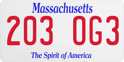 MA license plate 203OG3