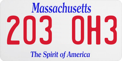 MA license plate 203OH3