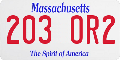 MA license plate 203OR2