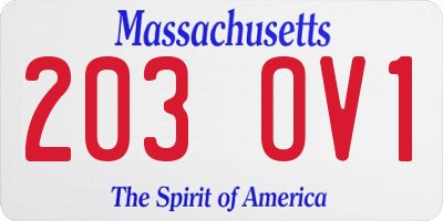 MA license plate 203OV1