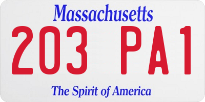 MA license plate 203PA1