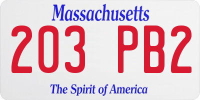 MA license plate 203PB2