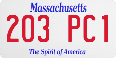 MA license plate 203PC1