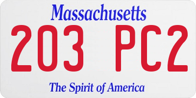 MA license plate 203PC2