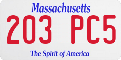 MA license plate 203PC5