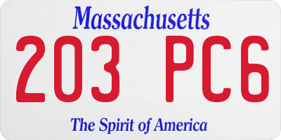 MA license plate 203PC6