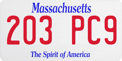 MA license plate 203PC9