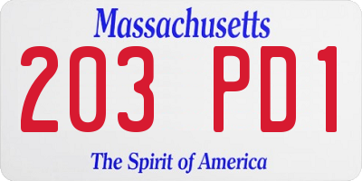 MA license plate 203PD1