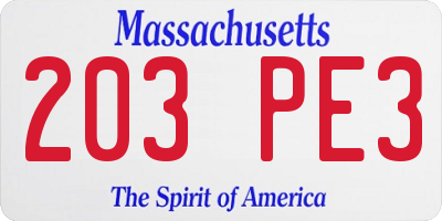 MA license plate 203PE3