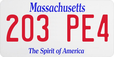 MA license plate 203PE4