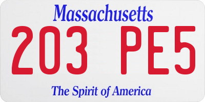 MA license plate 203PE5