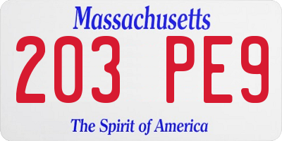 MA license plate 203PE9
