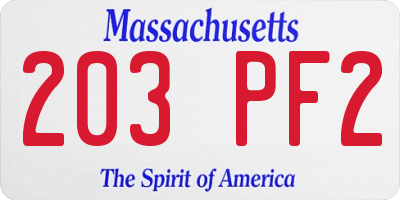 MA license plate 203PF2