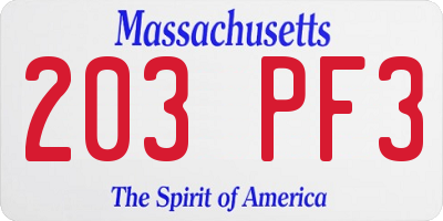 MA license plate 203PF3