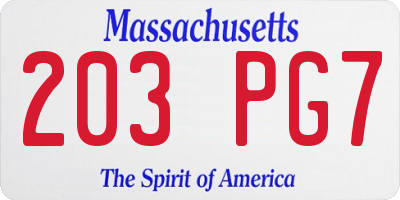MA license plate 203PG7