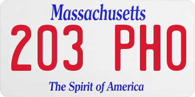 MA license plate 203PH0
