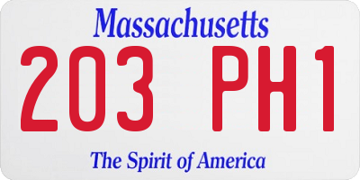 MA license plate 203PH1