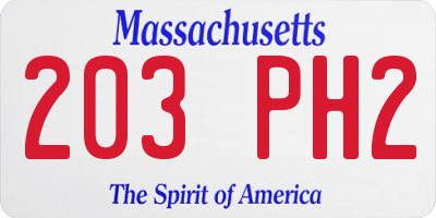 MA license plate 203PH2