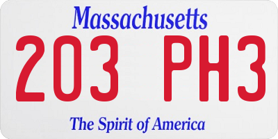 MA license plate 203PH3
