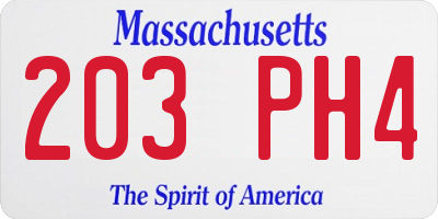 MA license plate 203PH4