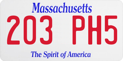 MA license plate 203PH5