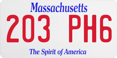 MA license plate 203PH6