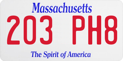 MA license plate 203PH8