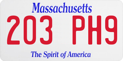 MA license plate 203PH9