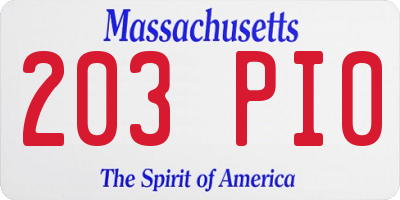 MA license plate 203PI0